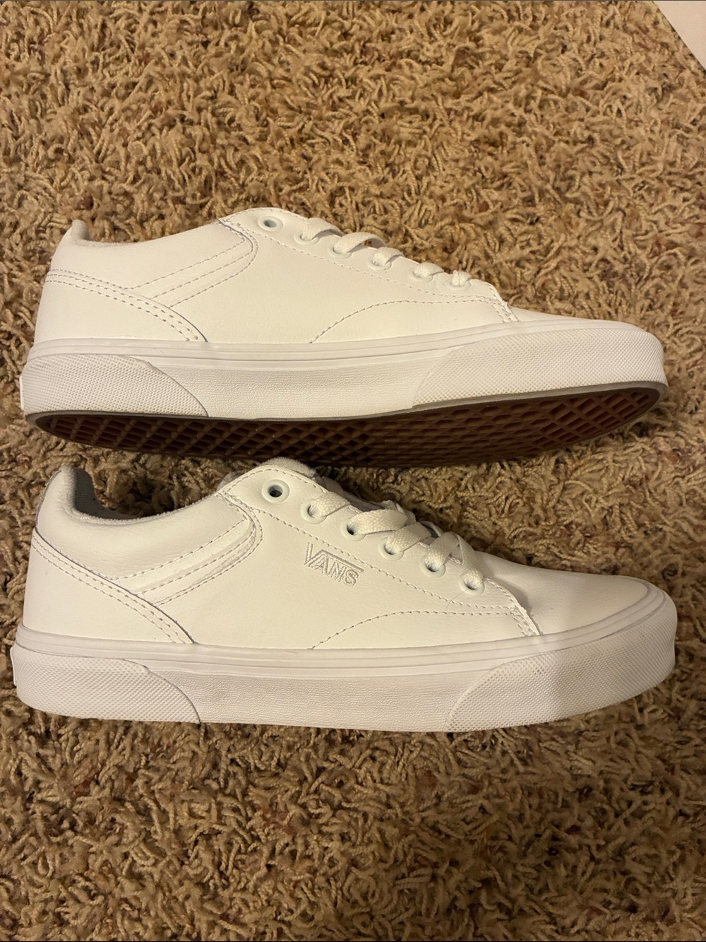 Vans White Low-Top Leather Sneakers Women’s Size 8 Excellent Condition - Picture 5 of 6